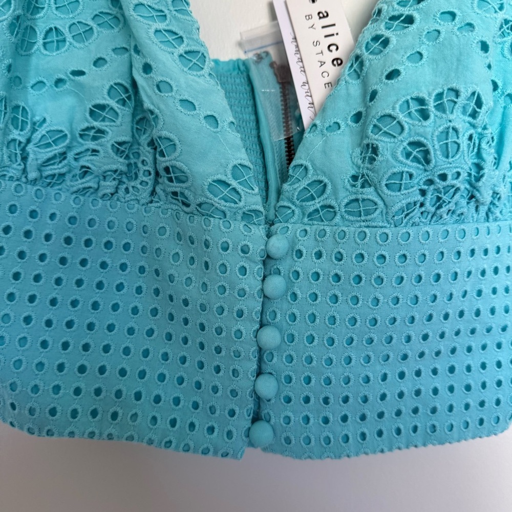 Alice and Olivia NWT Blue Crochet Crop Top - Picture 6 of 8